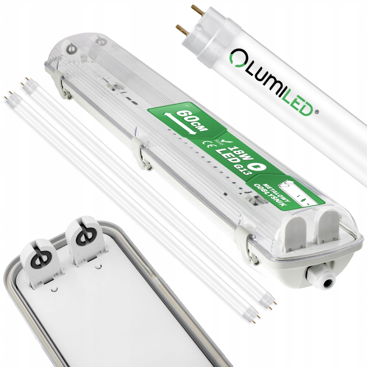 

Oprawa Hermetyczna 60cm 2x Świetlówka Led 9W