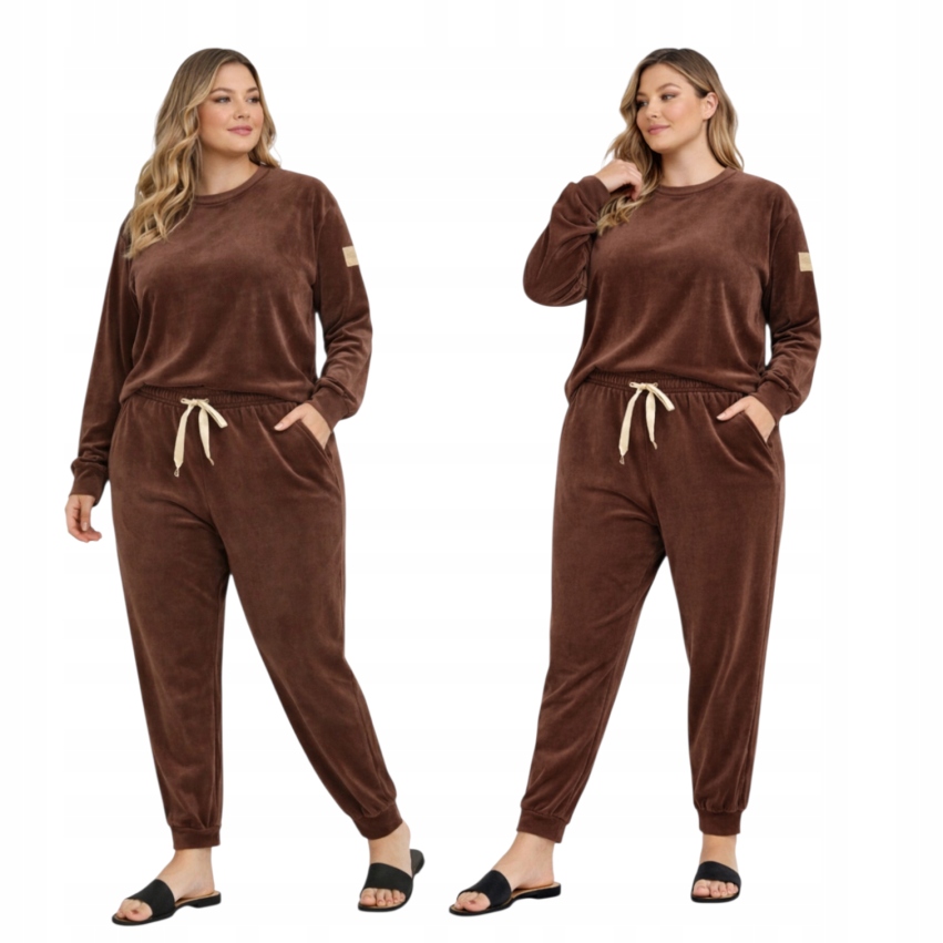 Velurová tepláková souprava s měkkými kapsami přes hlavu mi 42 44 XL 2XL