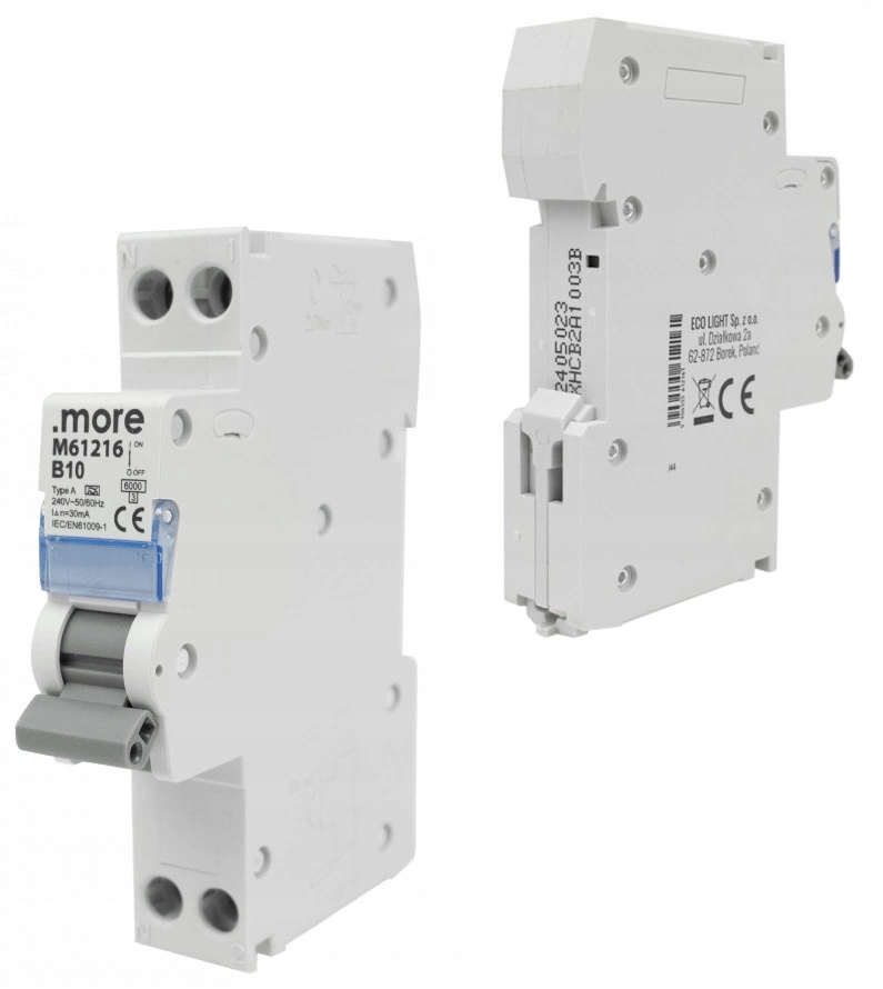 Diferenciální proudový spínač s nadproudovým členem 1P B 10A 30mA typ A IP20