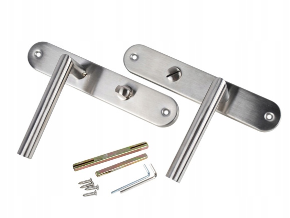 KLAMKA DRZWIOWA DRZWI INOX ŁAZIENKOWA WC KOMPLET