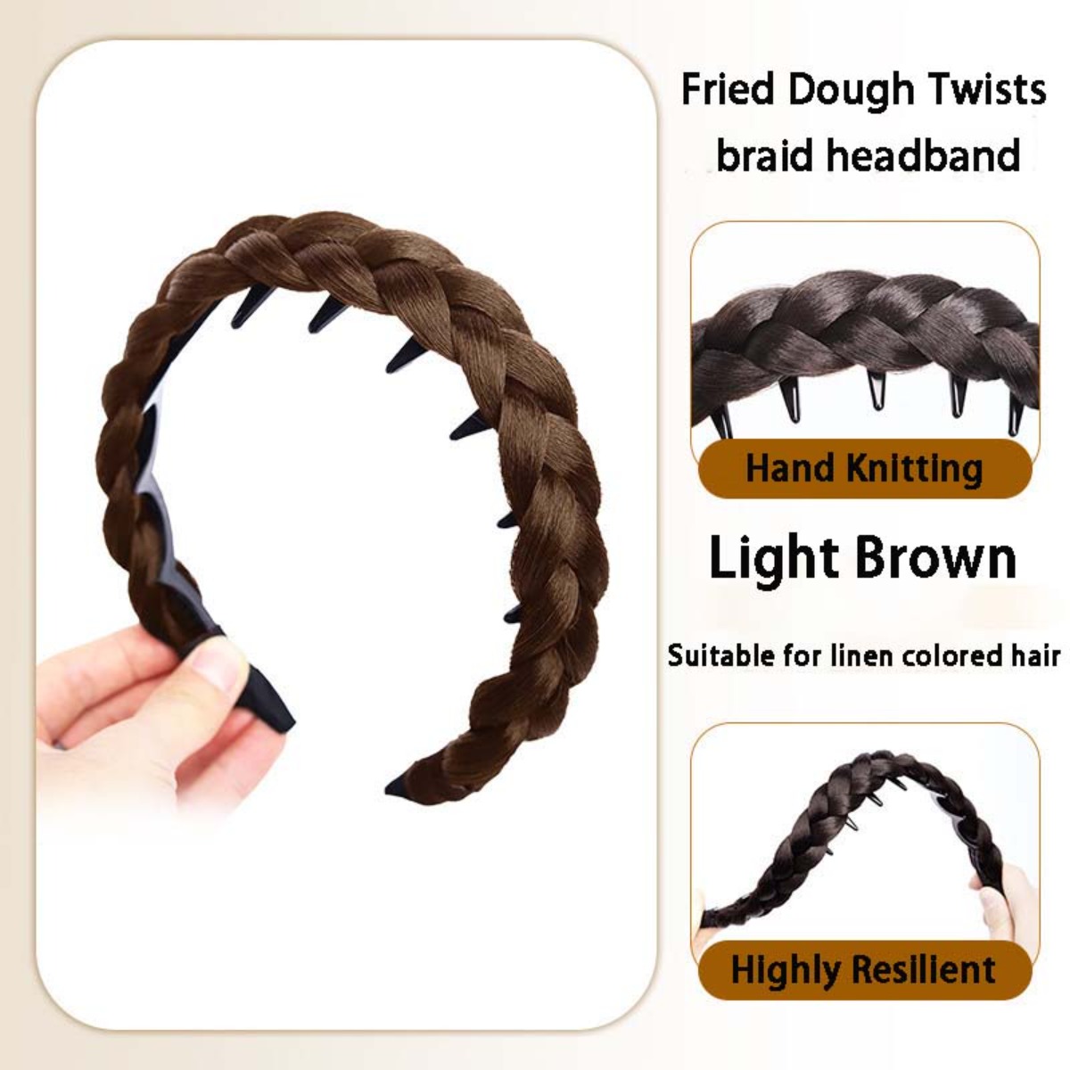 INF 2-Pack Zigzag Fishtail Braid Headband With Teeth – Hand-Braided High-To