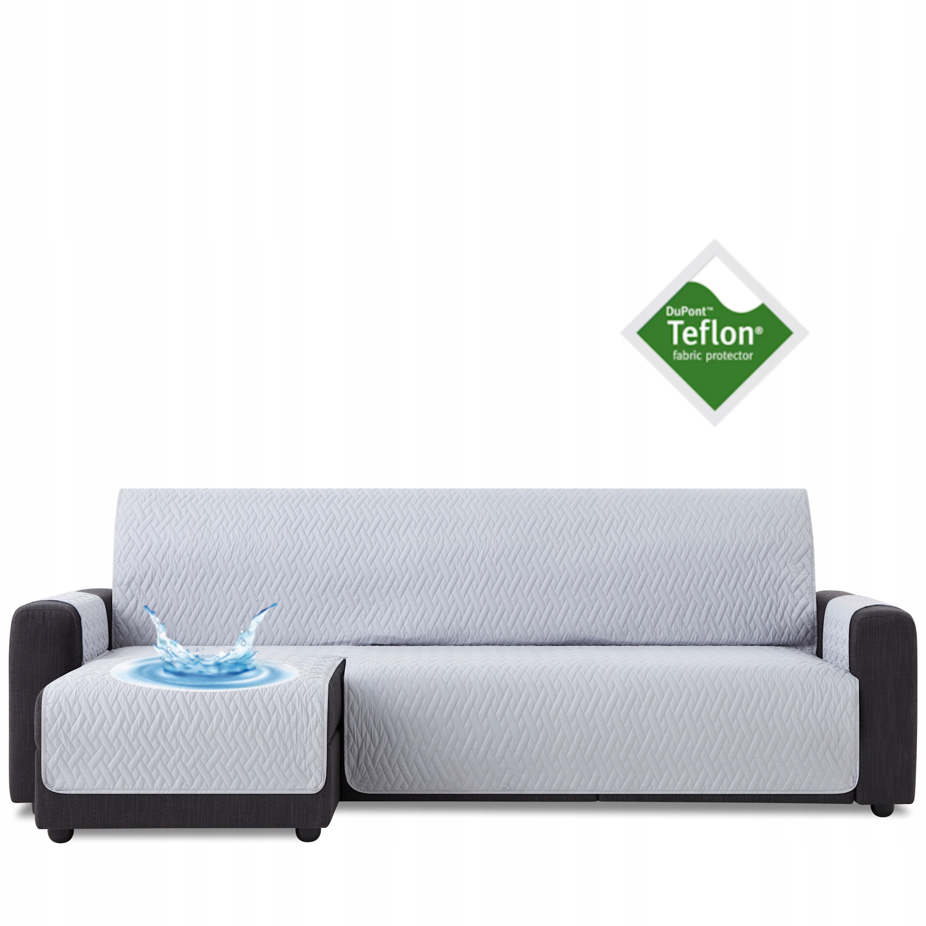 Narzuta wodoodporna na kanapę narożnik ochraniacz teflon szary 200 cm lewy