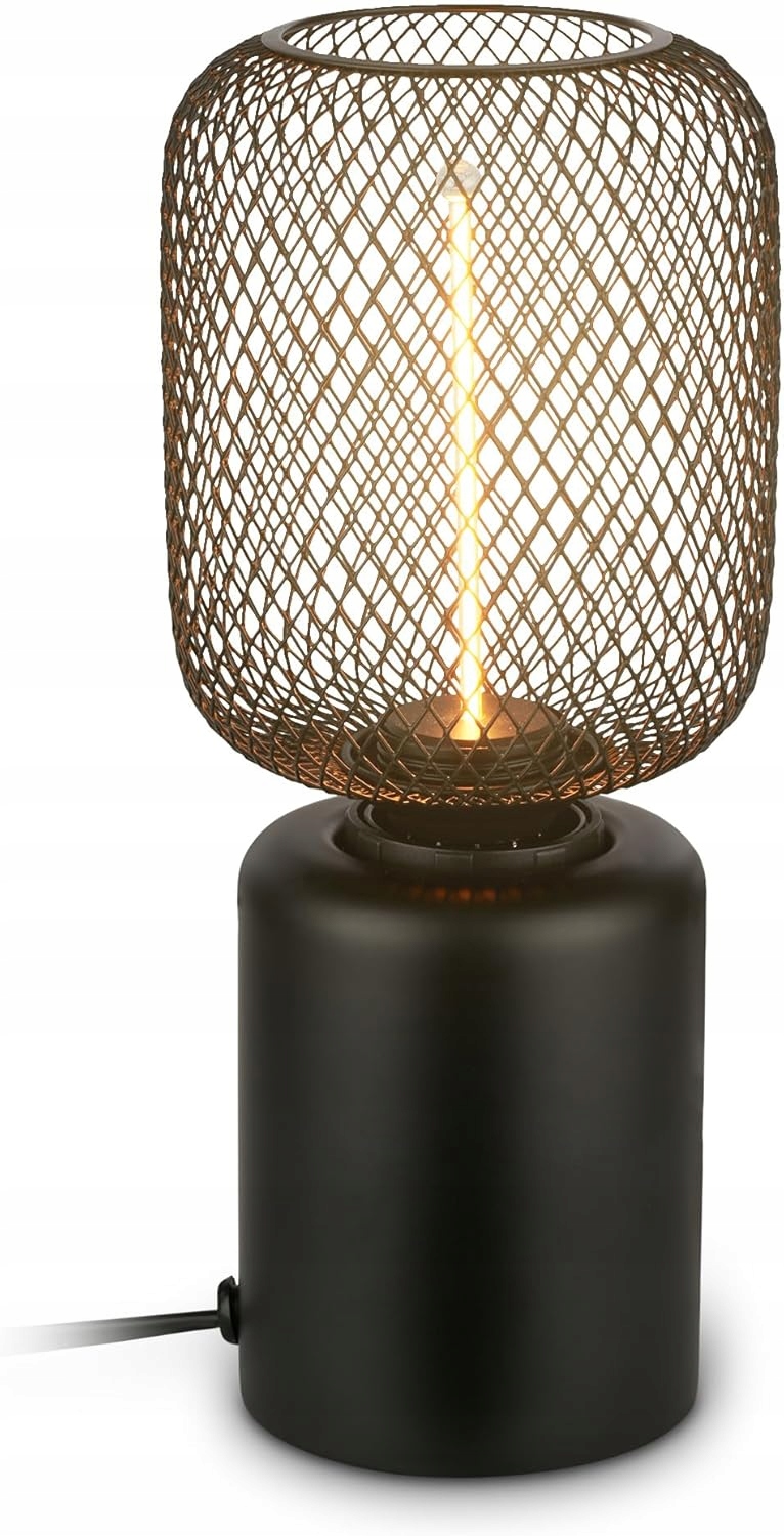 Stolní Lampa Černá Drátěná Síť E27 Industriální Noční 10X25 CM