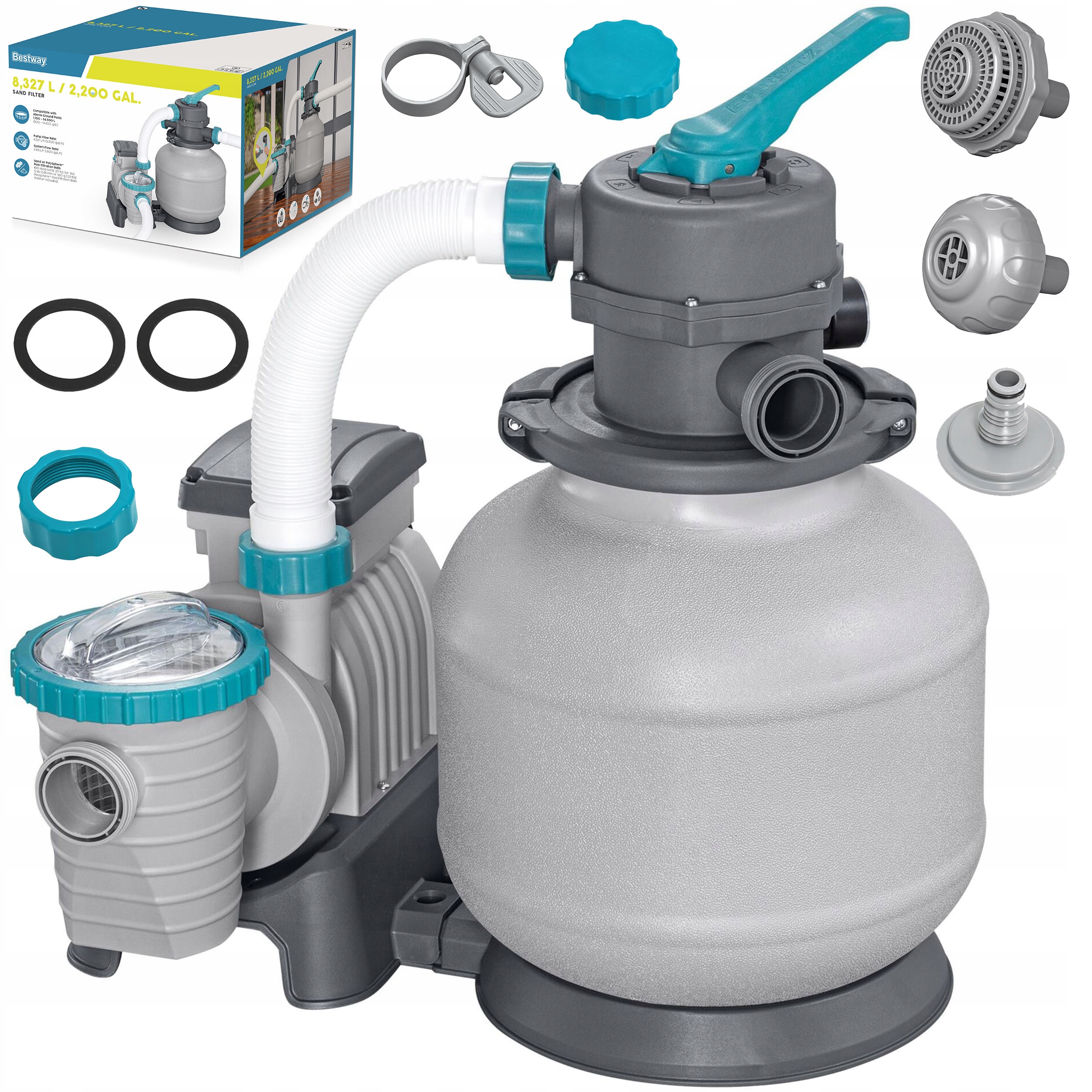 Pompa piaskowa do basenu filtr do basenów 8327 L/h złączki węże Bestway
