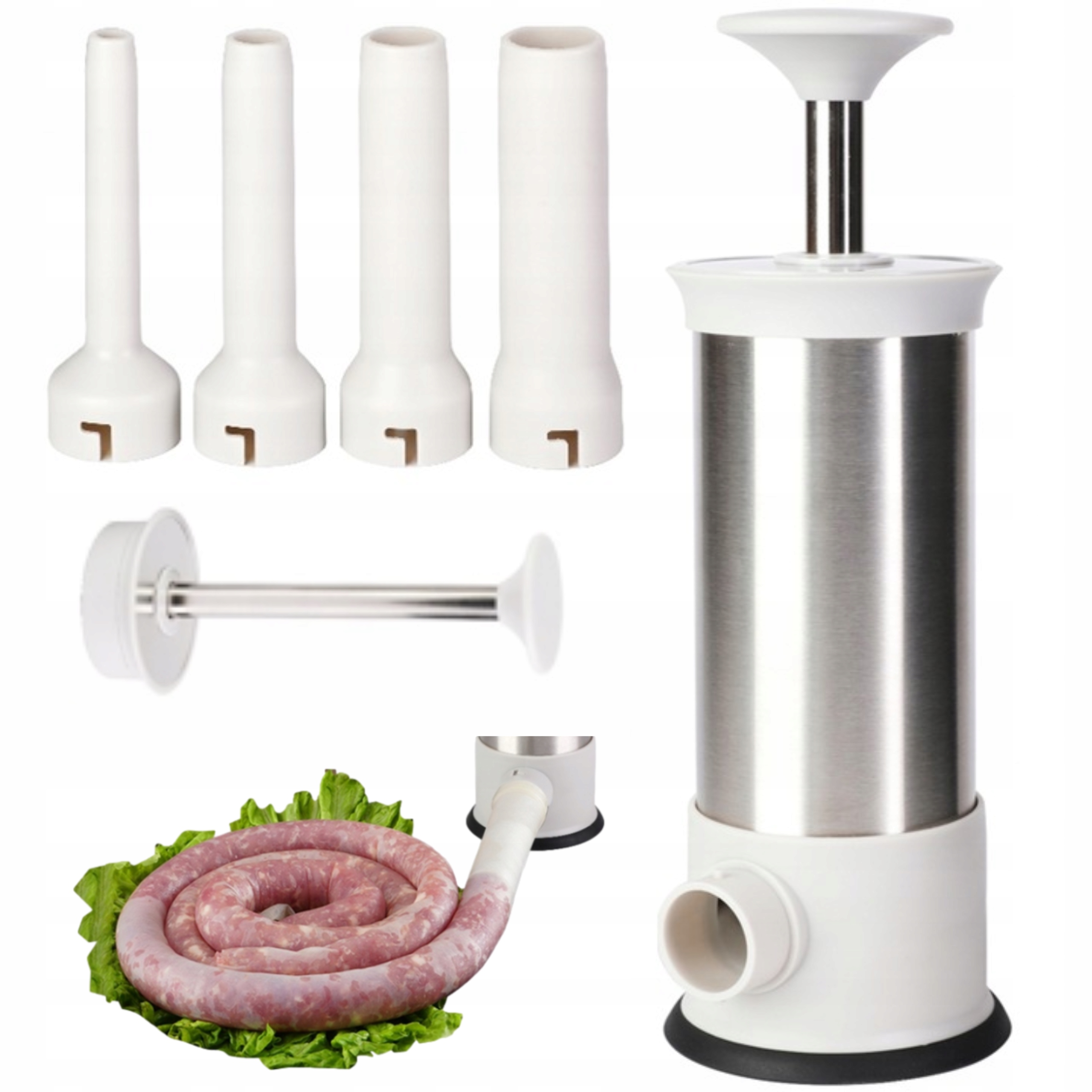 NADZIEWARKA 2 kg 4 LEJKI do kiełbas mięs Sousage maker pionowa szpryca 20 c