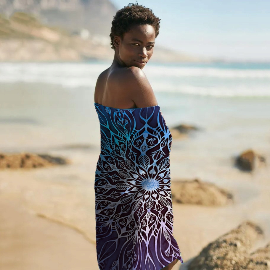 RĘCZNIK PLAŻOWY KĄPIELOWY DUŻY SZYBKOSCHNĄCY 70x140 BASEN PLAŻA Średnica/szerokość 70 cm