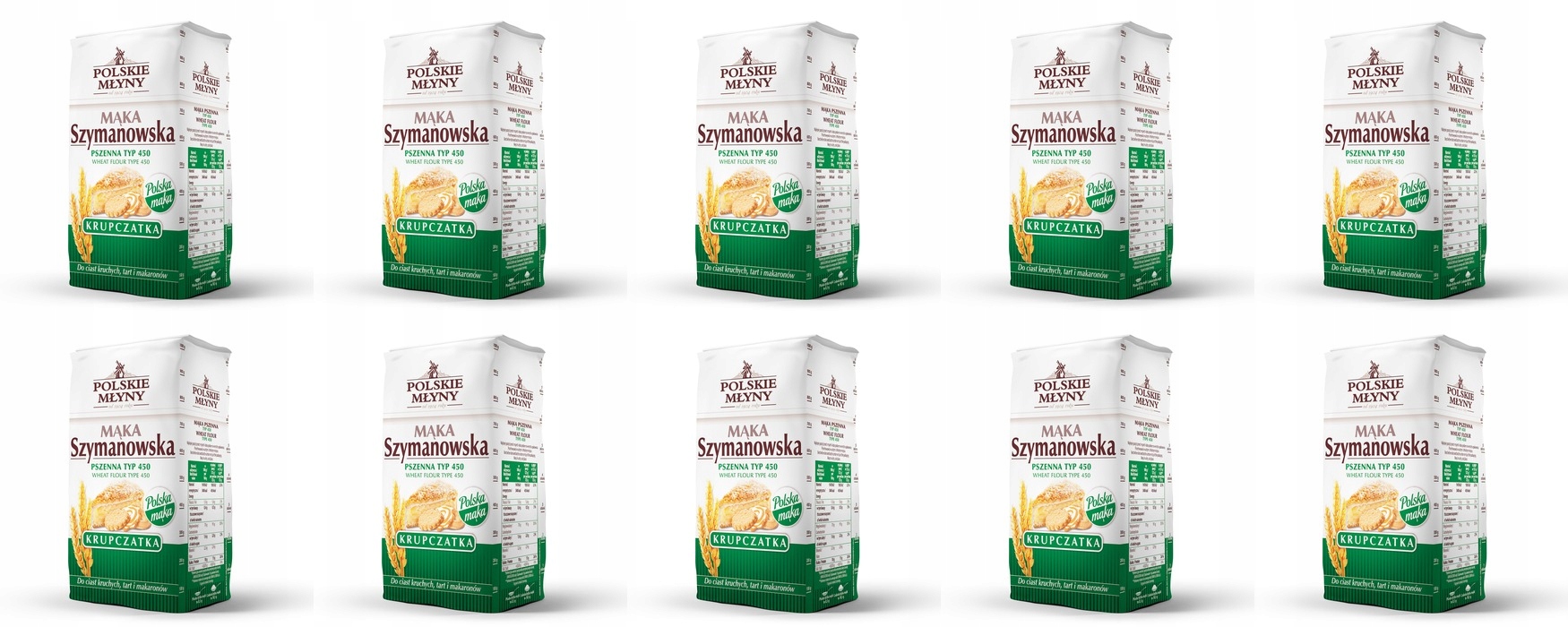 Levně 10 x 1 kg Polskie Młyny Mouka typ 450 krupčata