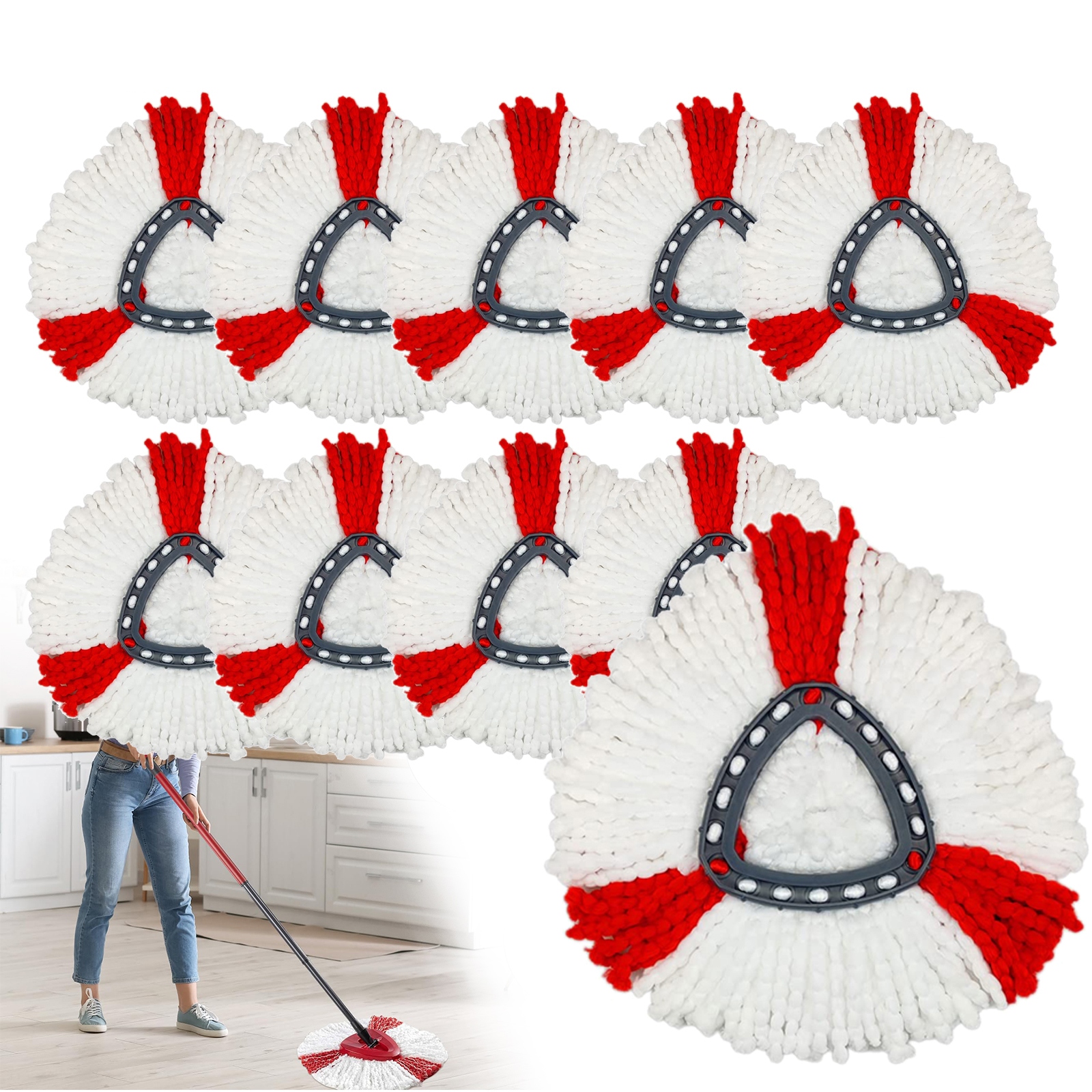 10 x Wkład Do Mopa Obrotowego Turbo Zamiennik Vileda Końcówka Chłonny Zapas