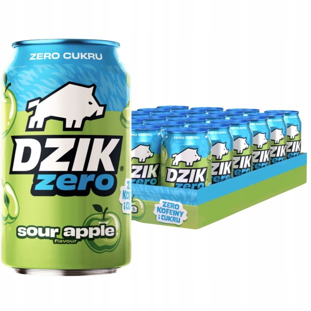 Levně Wk Dzik Energy Zero 330 ml bez kofeinu 0 kalorií sour apple kyselé jablko