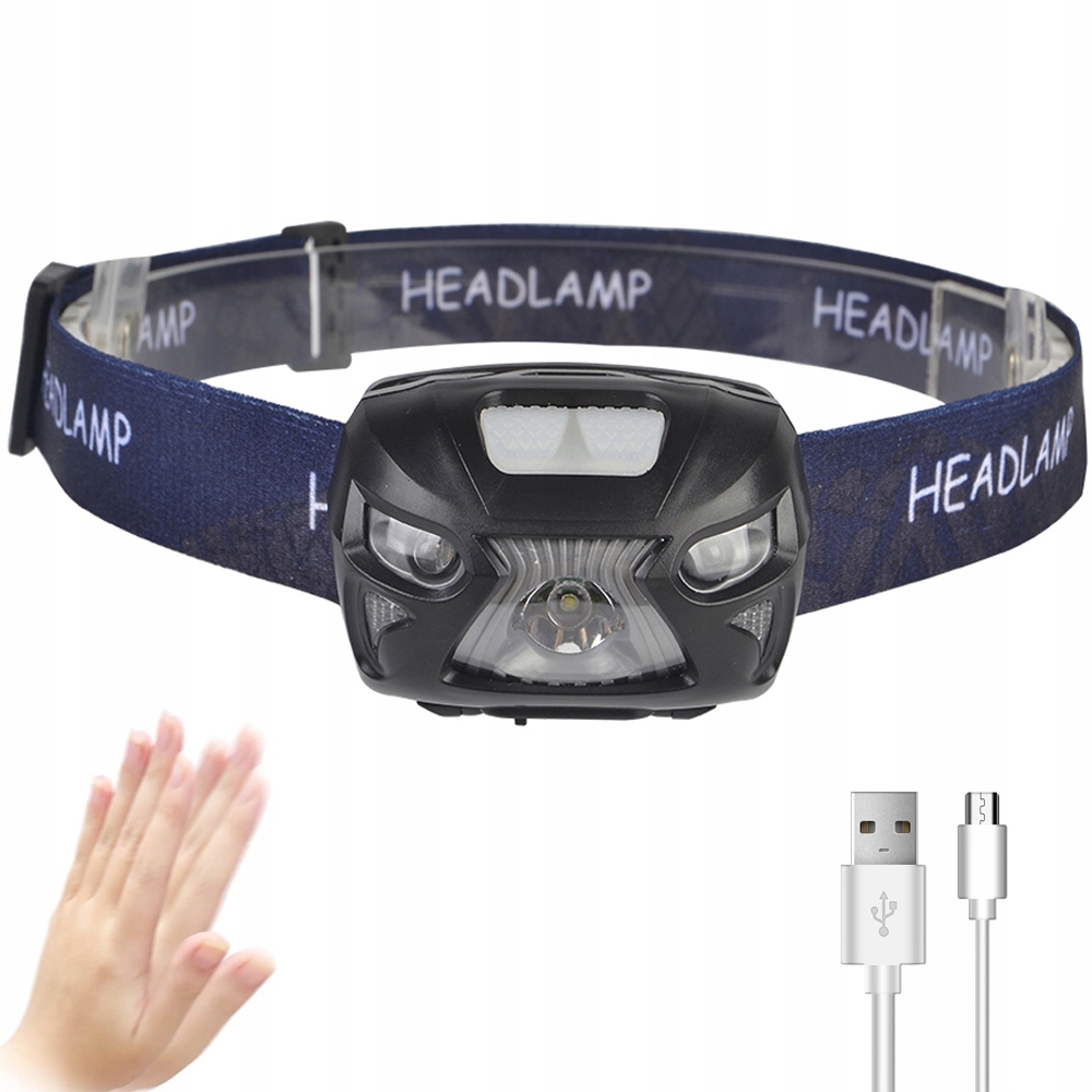 LATARKA MOCNA LED CZOŁOWA TAKTYCZNA CZOŁÓWKA USB