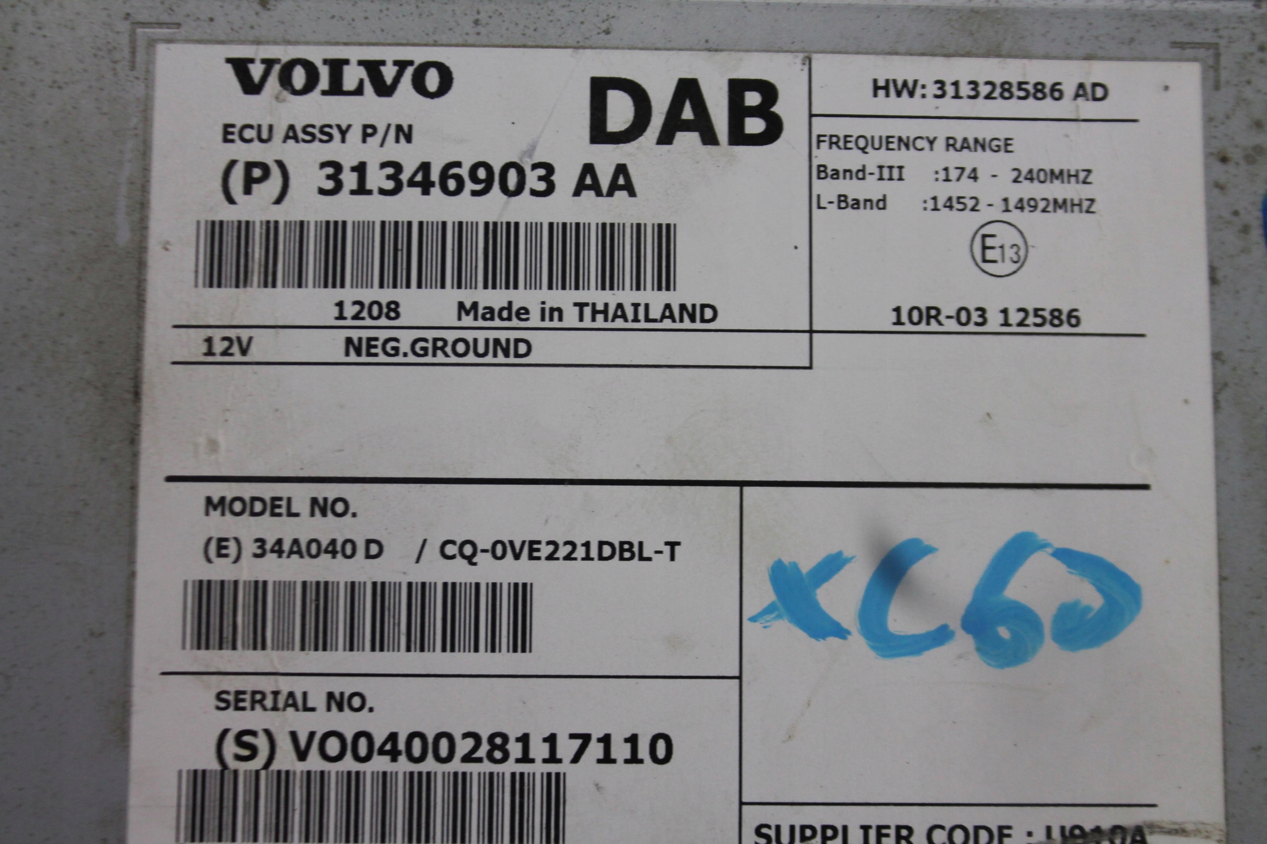 CENTRALINA MODULO TUNER RADIA 31346903AA VOLVO XC60 E 08-13