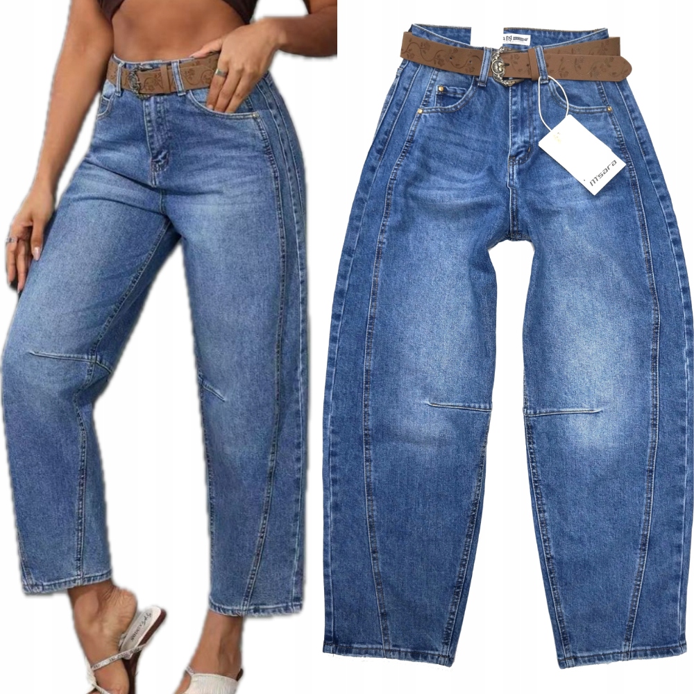 M.sara Modne Damskie Spodnie Jeansowe Baggy Balloon Edycja Limitowana 34 Xs