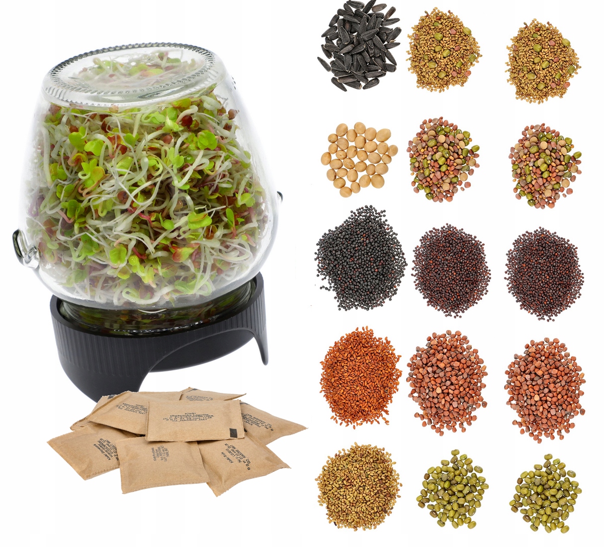 

Kiełkownica Słoikowa Twist off +15 Opakowań Nasion