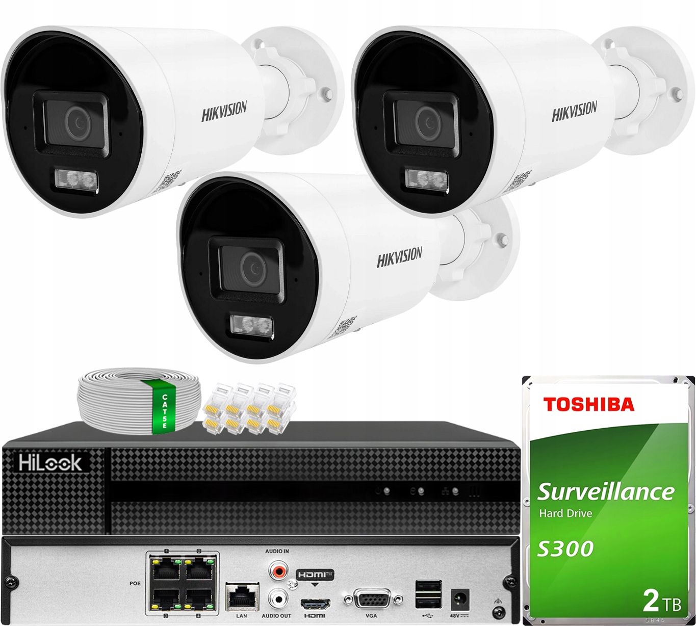 Monitorování pro 3 Ip kamery 6MPX Smart Hybrid Hikvision Acusense Led+ir 2TB