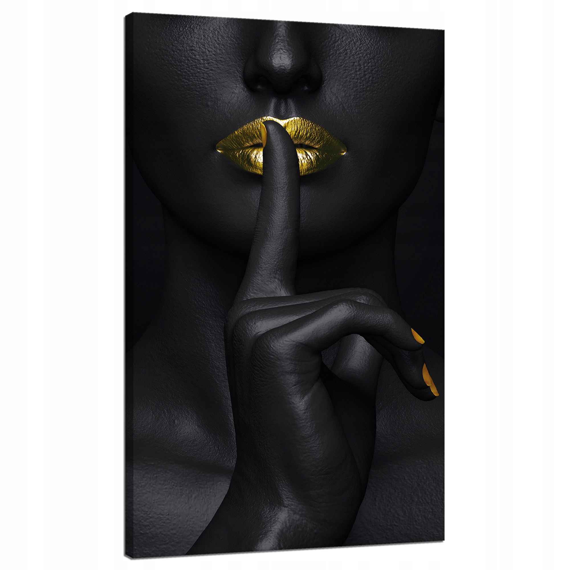 Obraz na plátně Černá žena Ticho Zlaté rty 70x120 cm