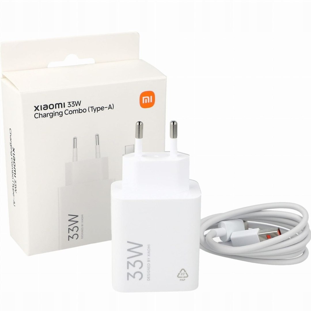 Ładowarka sieciowa Usb-a 33W z kablem Usb-c biała Xiaomi