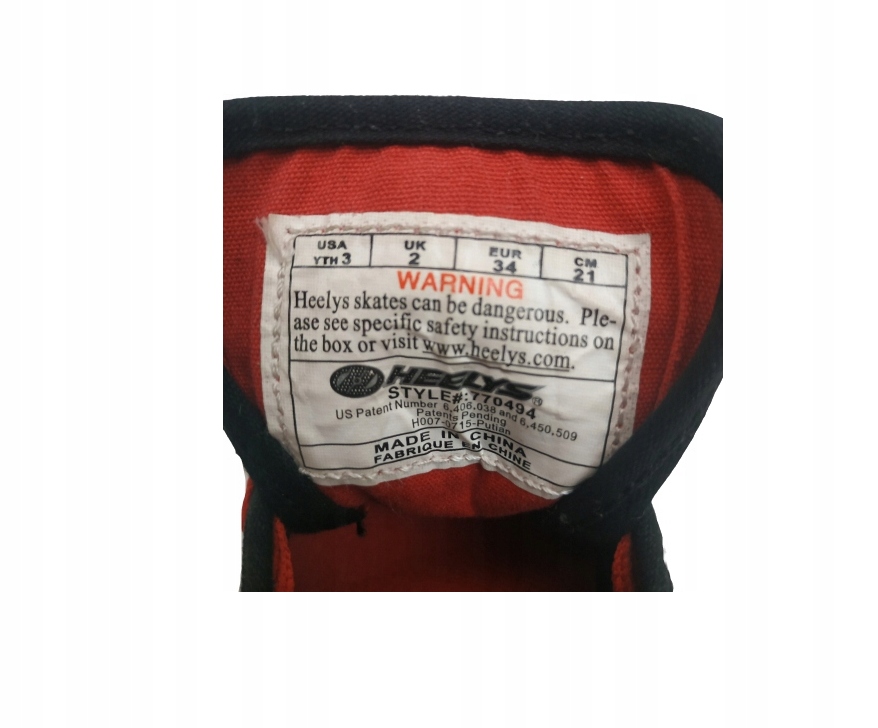 BUTOROLKI MŁODZIEŻOWE R.34 DŁ.WKŁADKI 21CM__HEELYS Kolor wielokolorowy