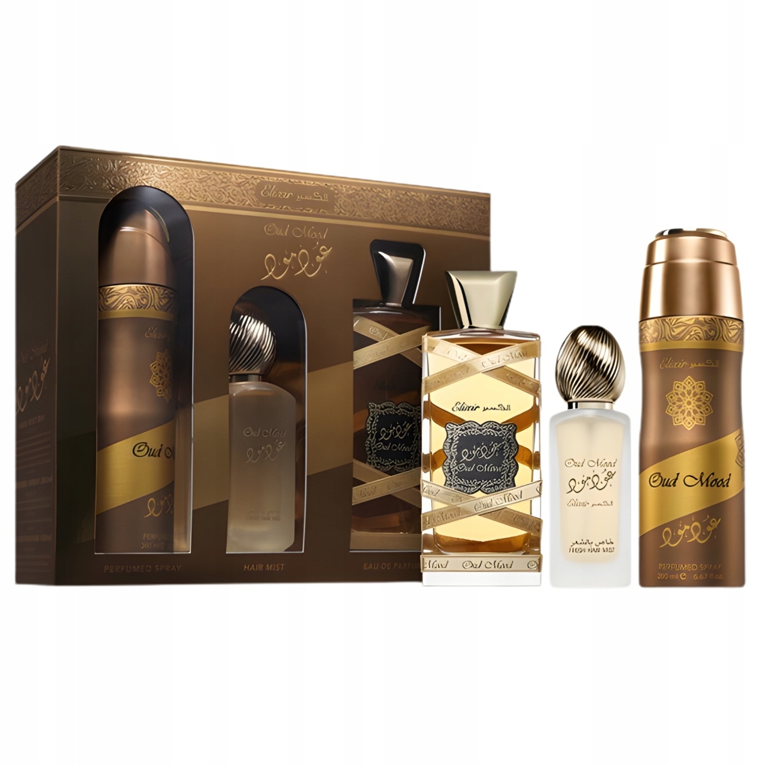 Sada Lattafa Oud Mood Elixir 100 ml Edp 200 Ml Deo 50 ml Sprej na vlasy