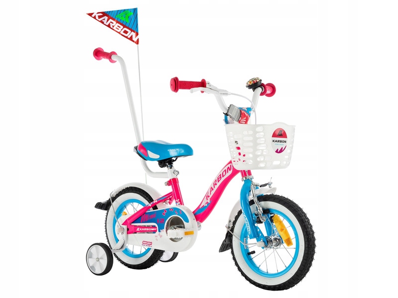 Rower dziecięcy Karbon Mimi 12 cali dla dziewczynki Różowo-niebieski