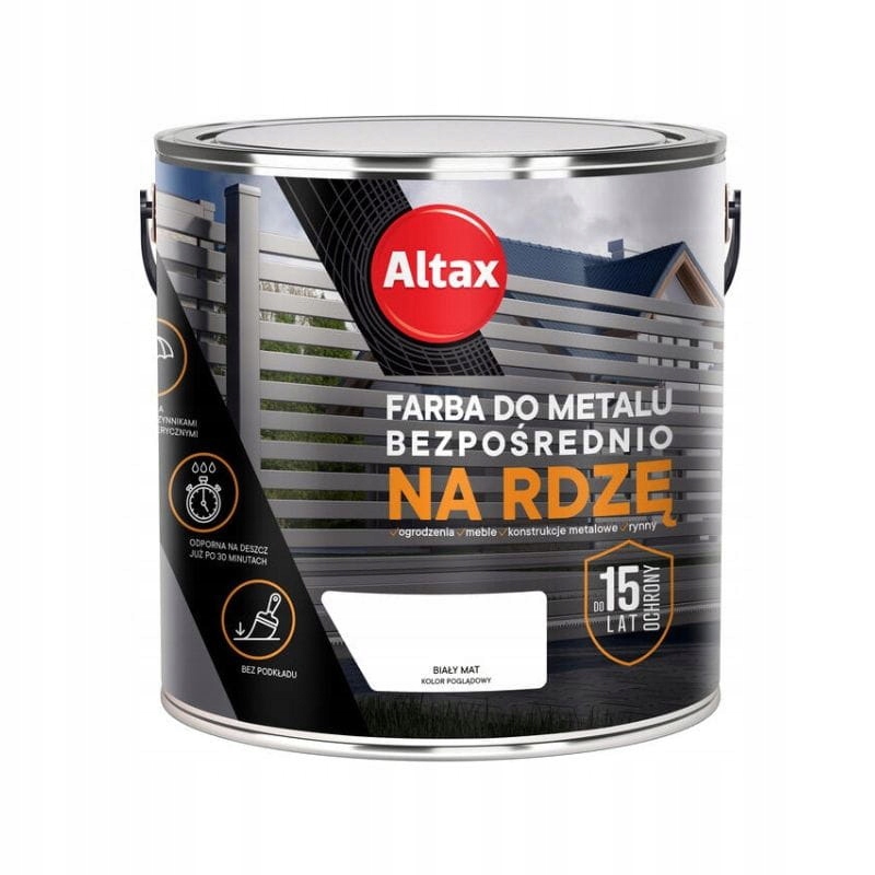 

Altax Farba do metalu na rdzę 2,5L biały mat