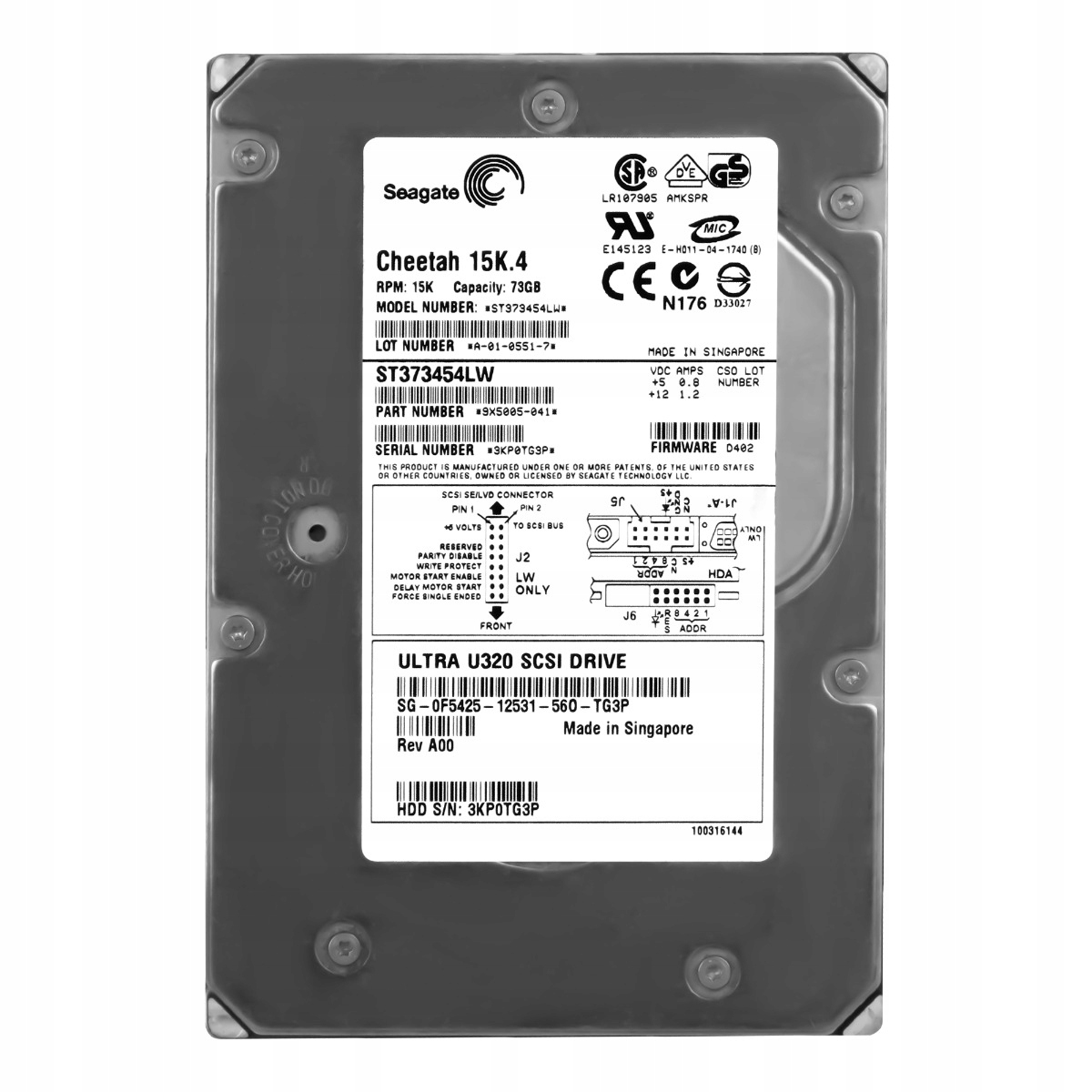 Dell 0F5425 73GB 15K 8MB Scsi U320 3,5'' ST373454LW