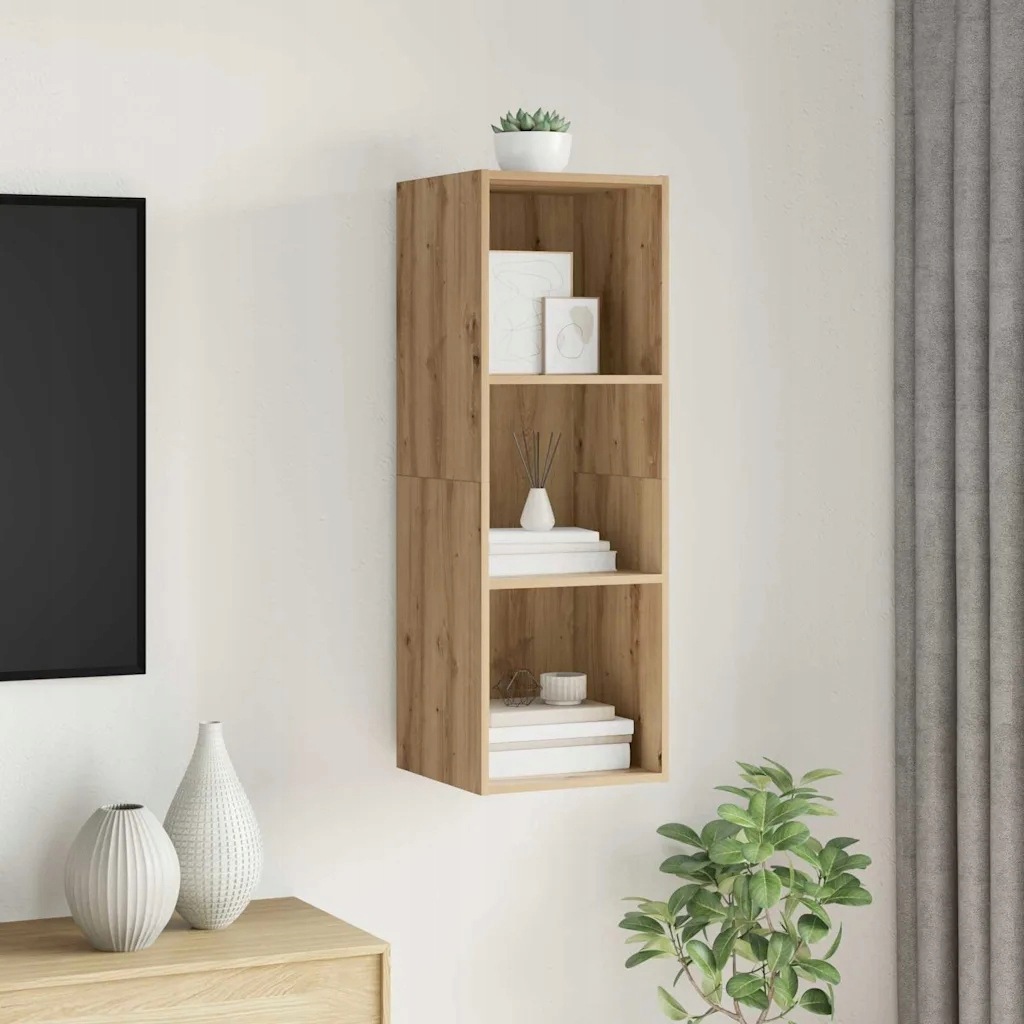 vidaXL Sestava Tv skříněk Nástěnný Artisanový dub 37 x 37 x 107 cm