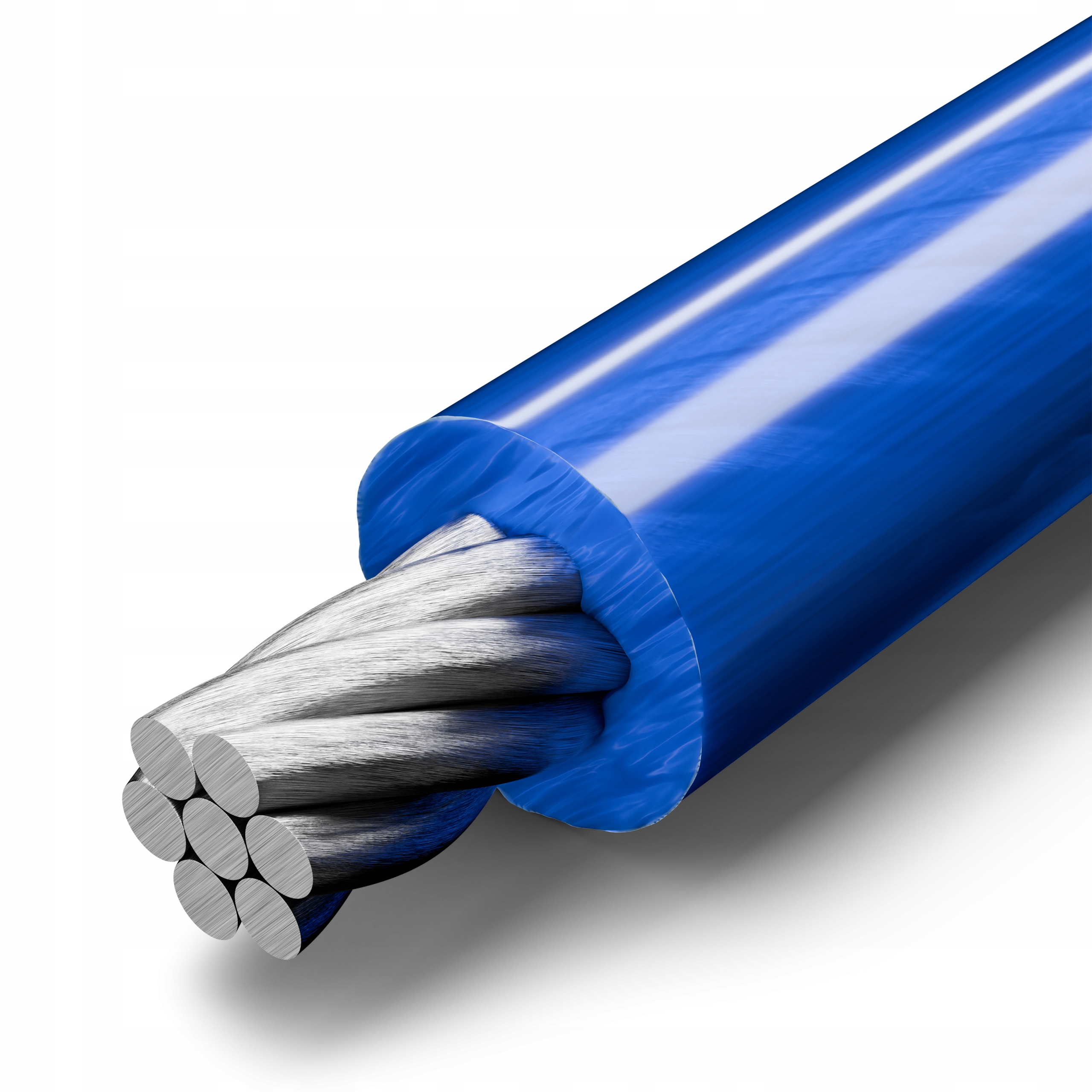 Ocelové lanko v obalu Obal z Pvc 1/2 mm 1x7 Modré 400 m