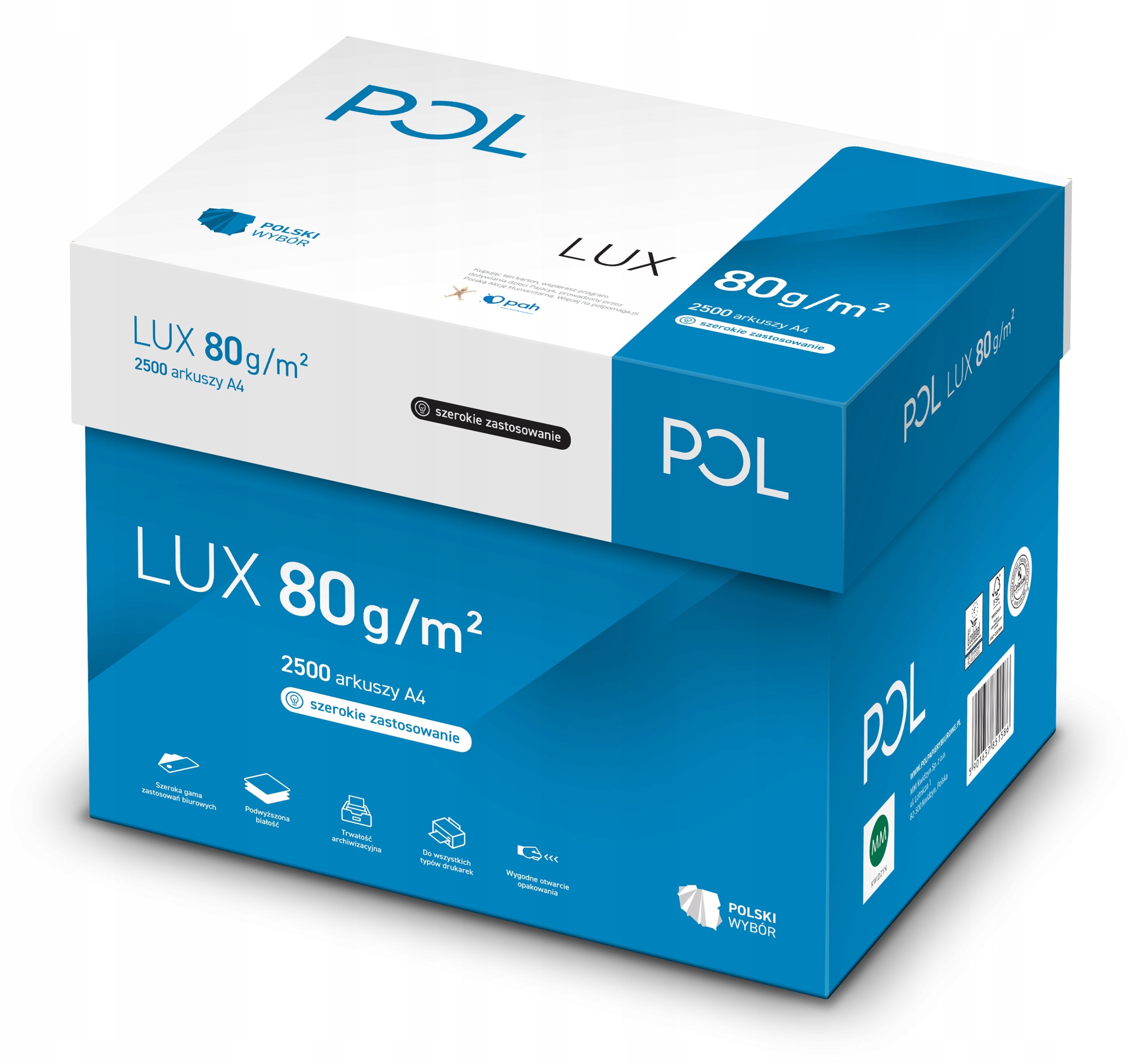 

Papier ksero biały Pollux 80g 2500A4 karton
