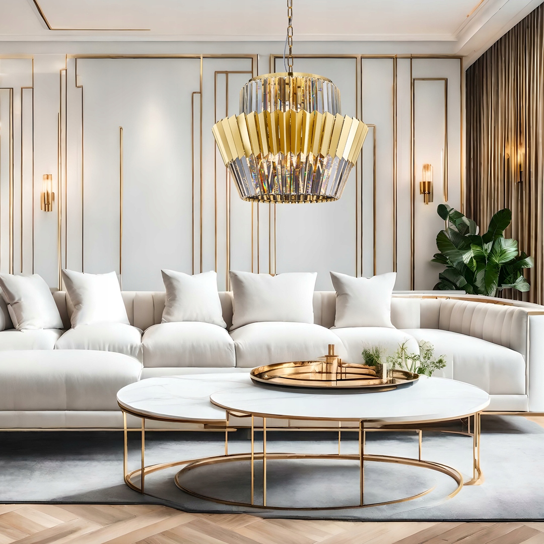 Tortowa ozdobna lampa wisząca Donna kryształy ze złotą obudową glamour