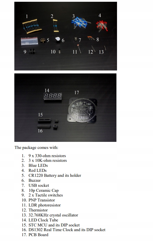Zegar LED GREEN term, alarm, data +OBUDOWA DIY KIT Producent Inna