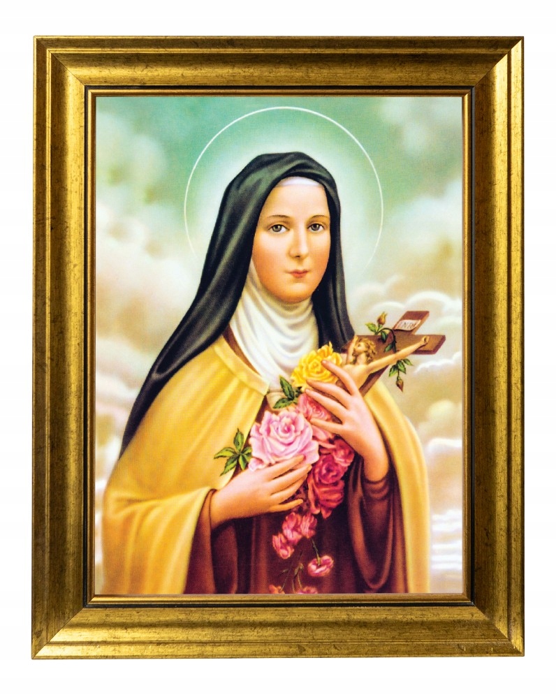 Svatá Terezie Náboženský Obraz Ve Zlatém Zdobeném Rámu 30X40