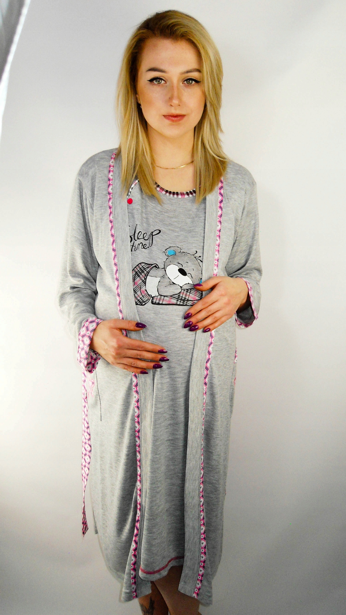 SZLAFROK ______ CIĄŻOWY _______ BAWEŁNIANY __ XXXL Kolor szary