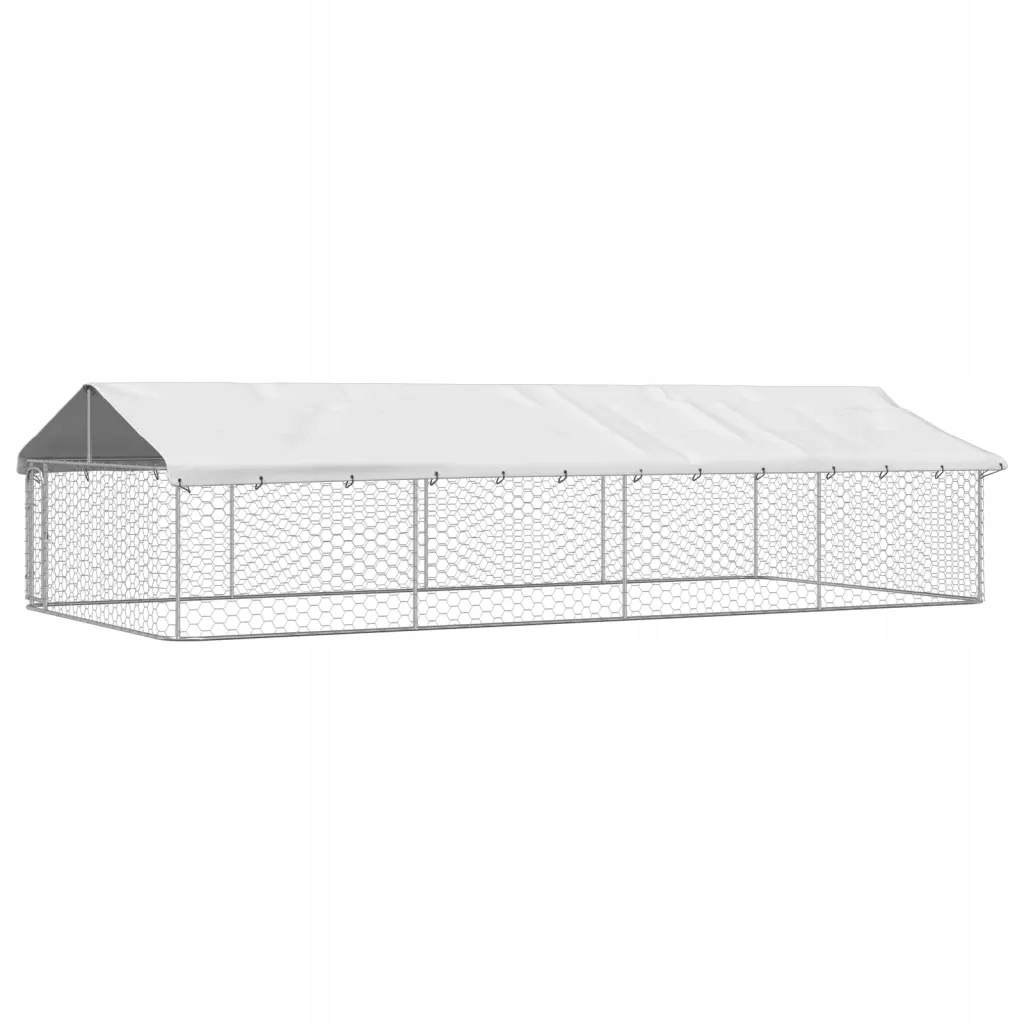 Levně Venkovní klec pro psa 600x300x150 cm, stříbrná