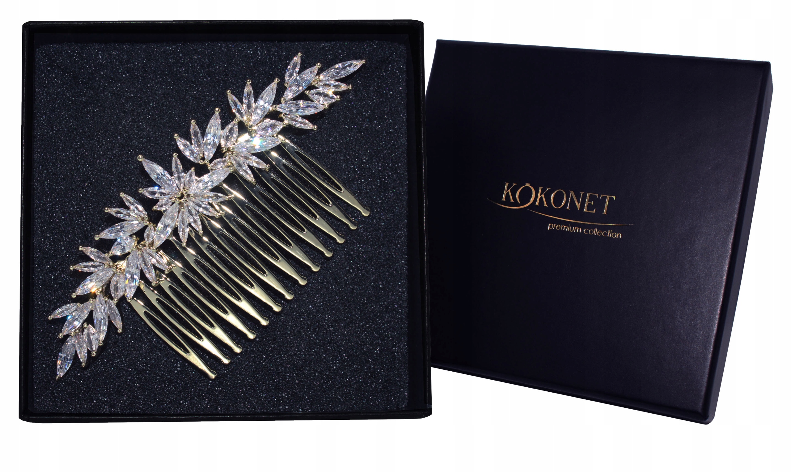 Svatební hřeben pozlacený Krásný Glam Chic efekt