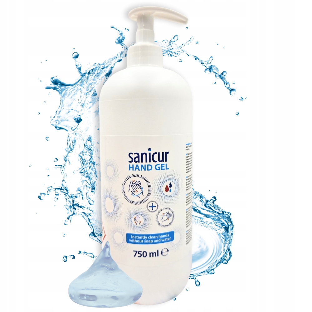Żel Antybakteryjny Do Mycia Rąk Bez Wody Dezynfekcji 750ML Sanicur Duży