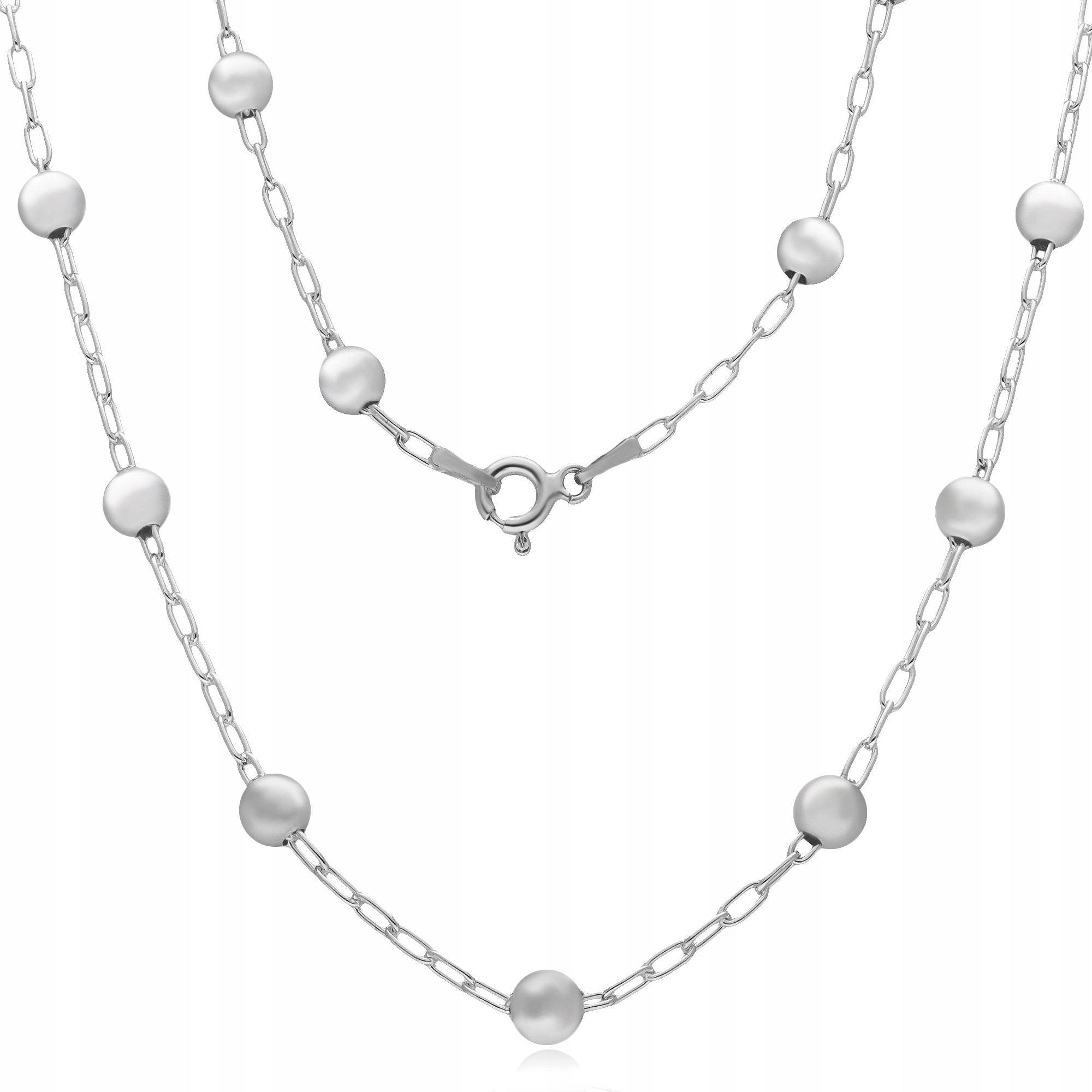 Stříbrný Řetízek Ankier Dámský Náhrdelník Kuličky 50 cm