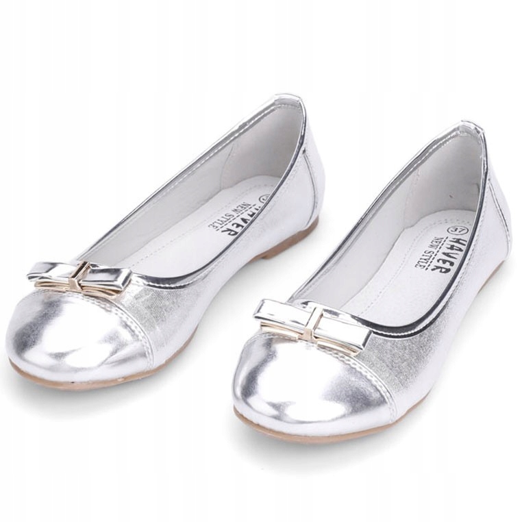 

Balerinki damskie baleriny buty lekkie srebrne