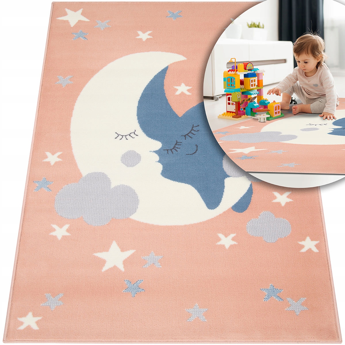 Koberec Pro Dívky Růžový Princ Hvězdy 120x170