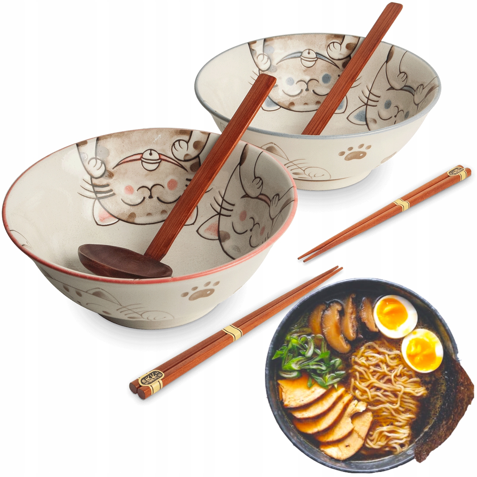 

Zestaw Miski Do Zupy i Makaronu Ramen Motyw 3Kotki