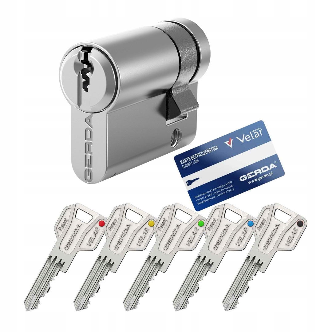 Poloviční vložka 35/10 Gerda Velar Pro nikl saténová Atest 6D 5 klíčů