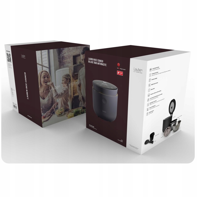 Ryżowar Lauben Low Sugar Rice Cooker + Akcesoria Kolor dominujący czarny