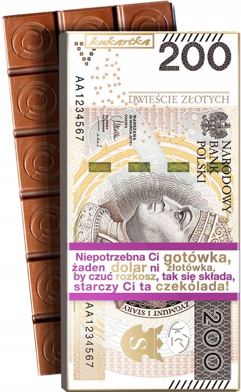 

na Dzień Chłopaka Czekolada Banknot 200zł