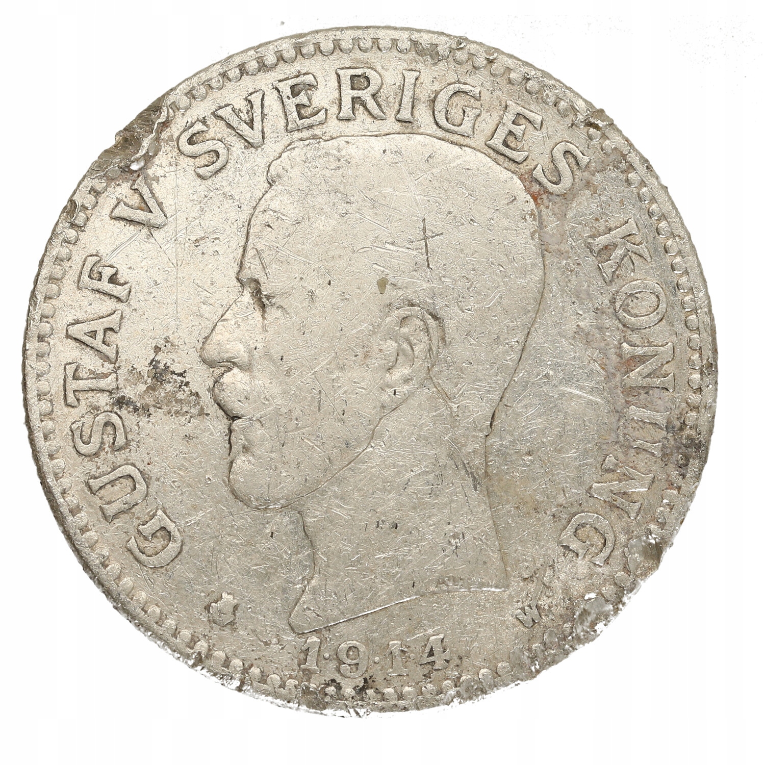 Szwecja - 2 korony - Gusfaw V - 1914 rok Ag