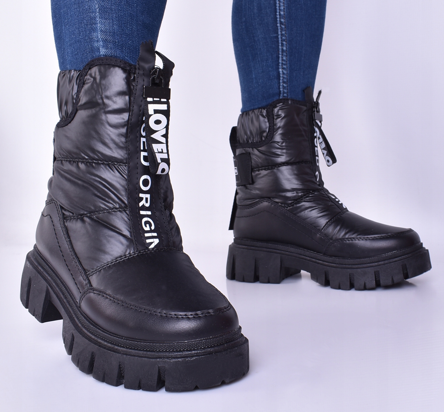 BUTY ZIMOWE CIEPŁE DAMSKIE ŚNIEGOWCE OCIEPLANE Rozmiar 37