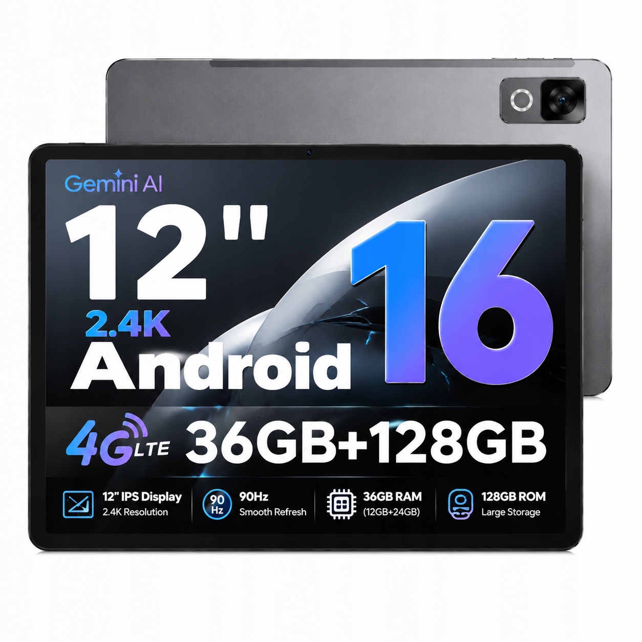 Tablet pro děti Doogee U12 12" Android 16 9000mAh 24GB+128GB 90Hz/WiFi