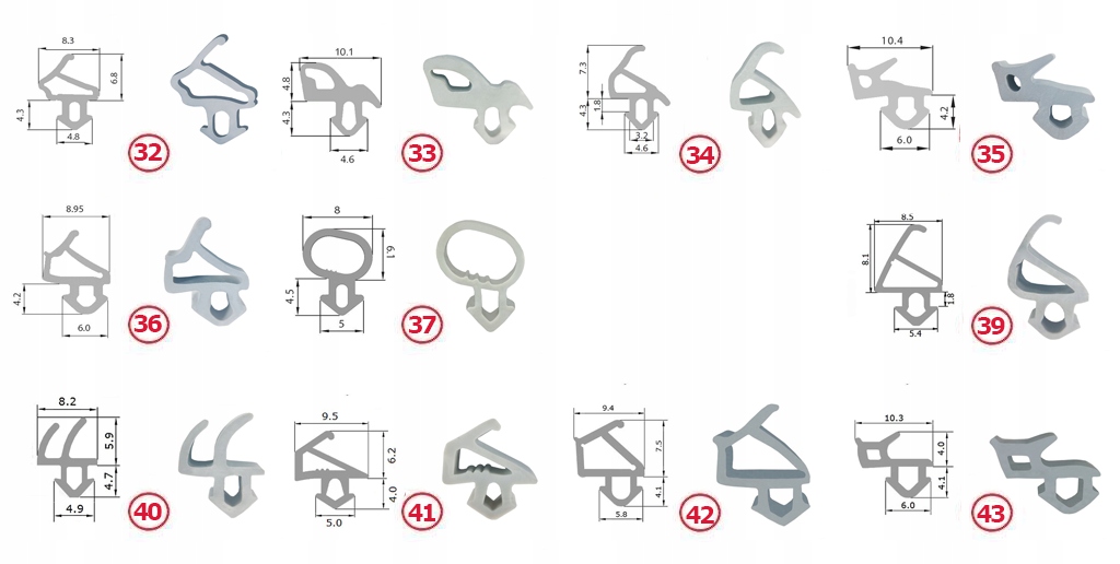 Uszczelki do okna okien okienne Wzornik Uszczelek Marka inna
