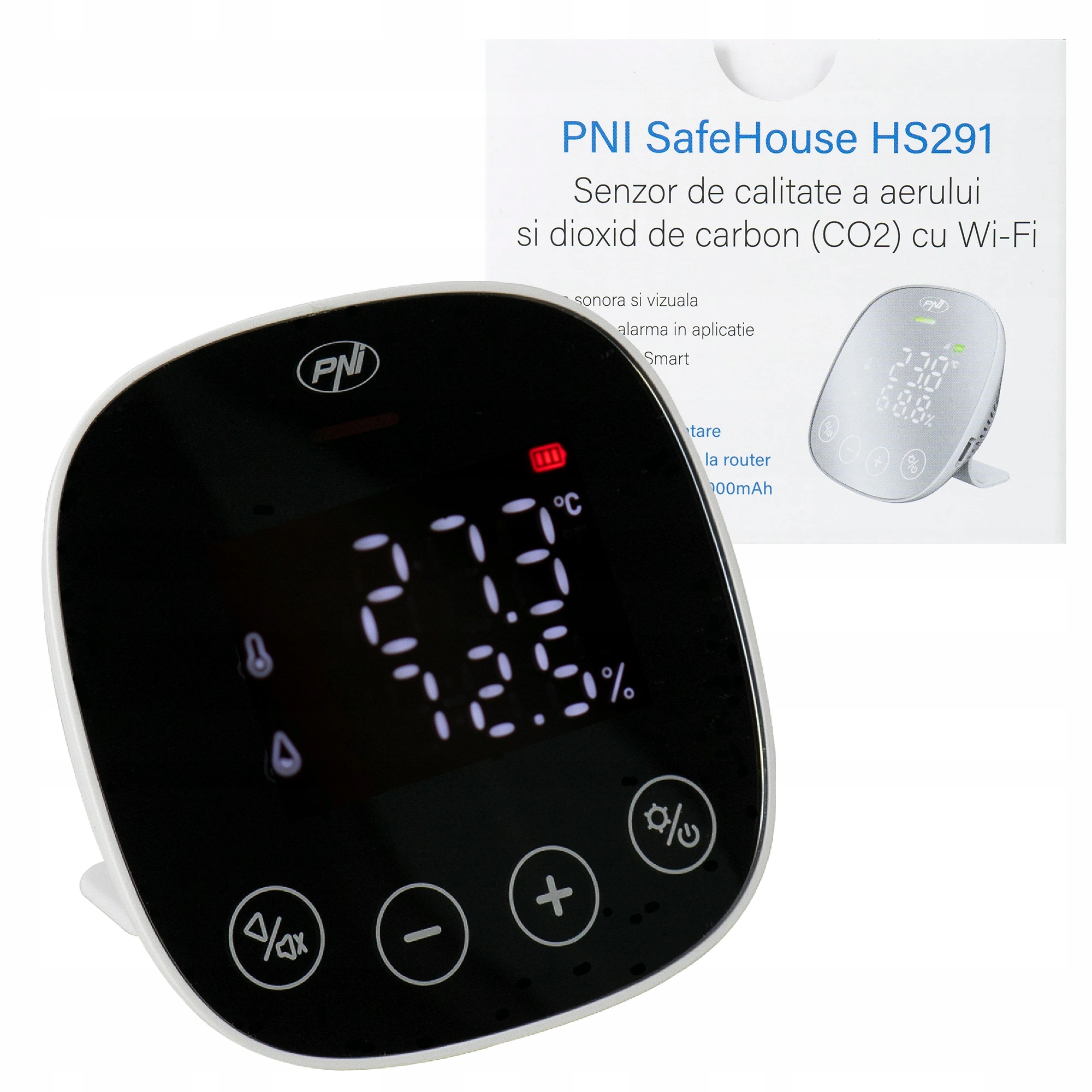 Pni SafeHouse HS291 senzor kvality vzduchu a oxidu uhličitého (CO2) s Wi-Fi