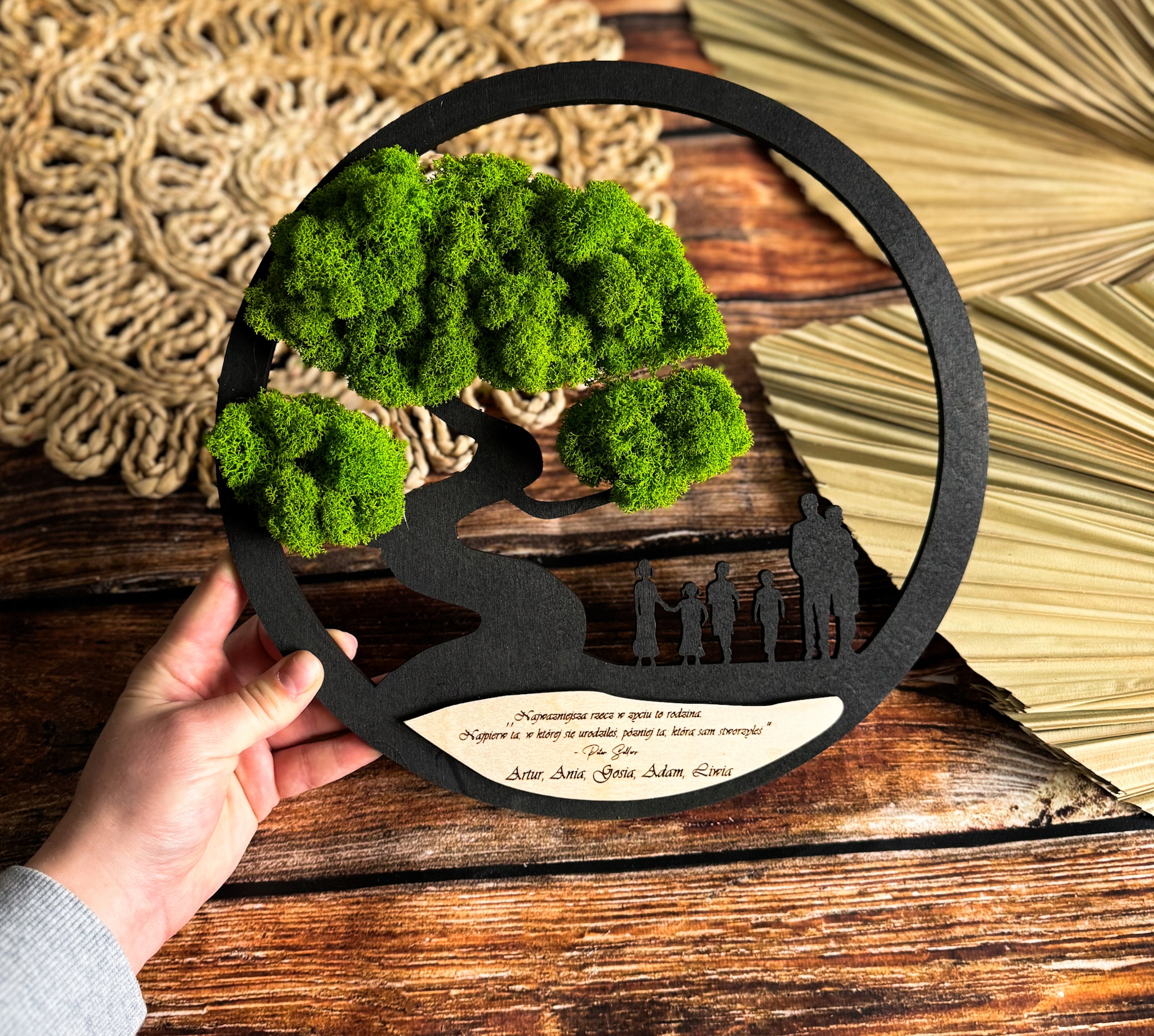 DRZEWKO BONSAI mech chrobotek DRZEWO ŻYCIA SZCZĘŚCIA obraz z MCHU RODZINA Marka inna