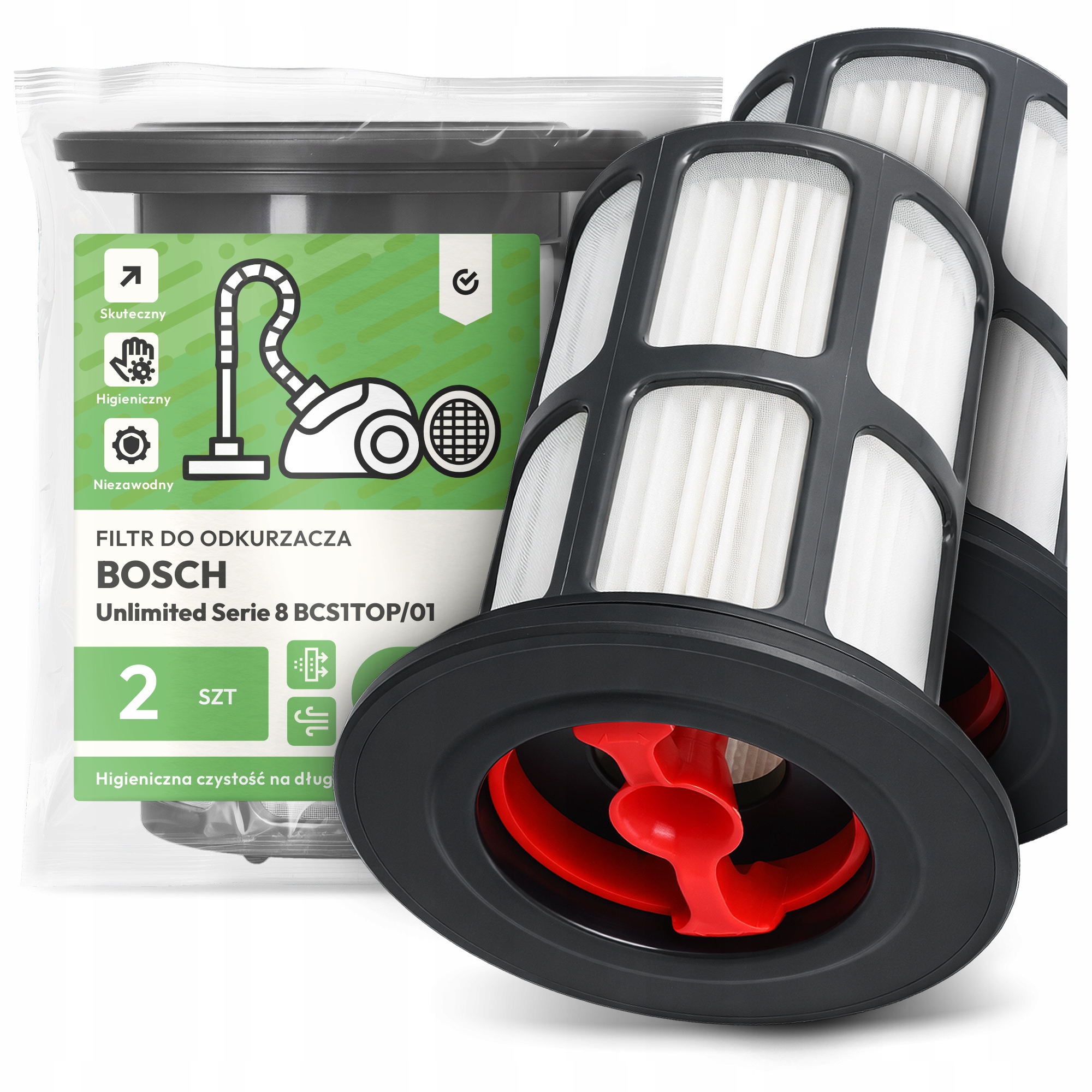 2x Filtr Do Vysavače Bosch Unlimited Serie 8 BCS1TOP/01 Hepa Filtry Em-w