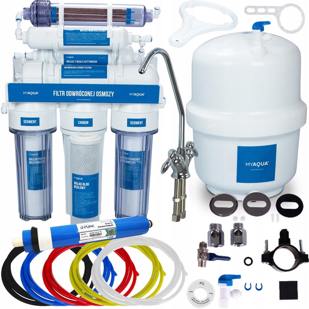 Filtr na vodu s Uv lampou, reverzní podpůrnou pumpou Osmoza RO8 MyAqua